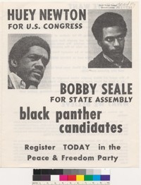 Huey Newton for U.S. Congress, Bobby Seale for State Assembly, flier