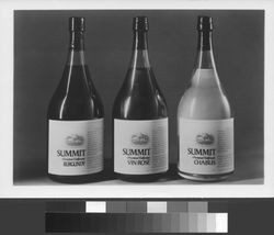 Three bottles of Summit "premium California" jug wines produced by Geyser Peak Winery in the late 1970s