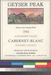 Geyser Peak 1984 Alexander Valley cabernet-blanc, Sonoma County : alcohol 12.5% by vol