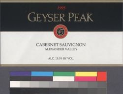 Geyser Peak cabernet sauvignon 1993, Alexander Valley : alcohol 13.0% by vol