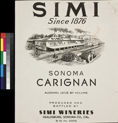 Simi Sonoma carignan : alcohol 12 1/2% by volume