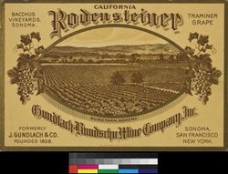 California Rodensteiner : Bacchus Vineyards, Sonoma ; Traminer grape