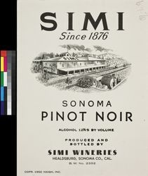 Simi Sonoma pinot noir : alcohol 12 1/2% by volume