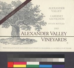 Alexander Valley cabernet sauvignon : estate bottled, 1983 : tenth anniversary release ; alcohol 13.5% by volume