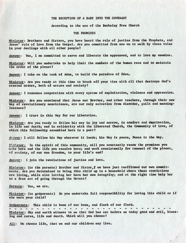 The Reception of a Baby into the Covenant