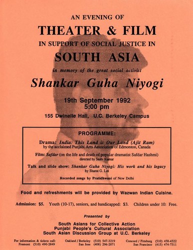 Evening of theater & film in support of social justice in South Asia