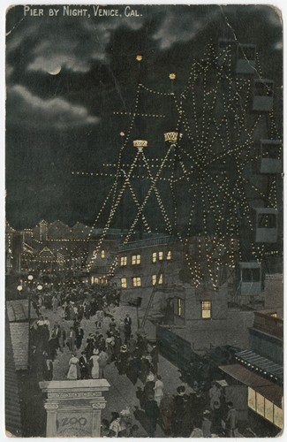 Pier by night, Venice, Cal