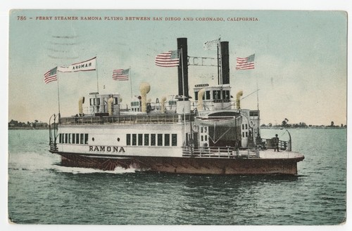 Ferry steamer Ramona plying between San Diego and Coronado, California