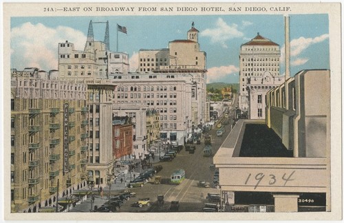 East on Broadway from San Diego Hotel, San Diego, Calif