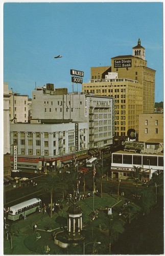 The plaza, in the heart of the downtown business section of San Diego, California