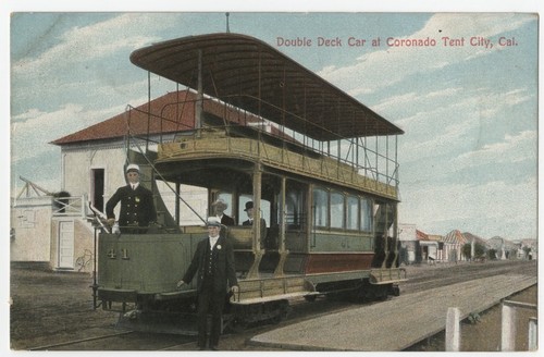 Double deck car at Coronado Tent City, Cal