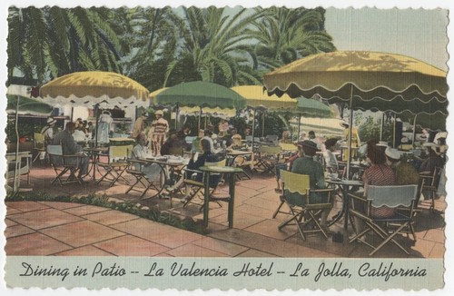 Dining in patio - La Valencia Hotel - La Jolla, California