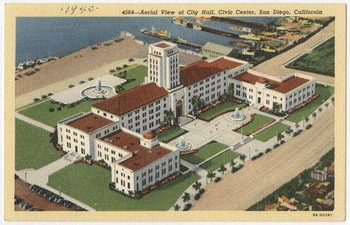 Aerial view of City Hall, Civic Center, San Diego, California
