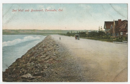 Sea wall and boulevard, Coronado, Cal