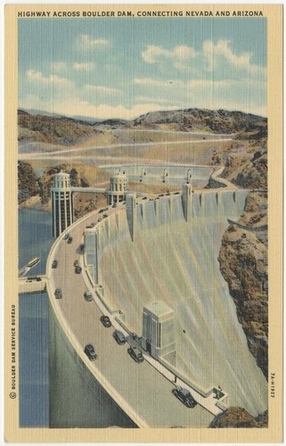 Highway across Boulder Dam, connecting Nevada and Arizona