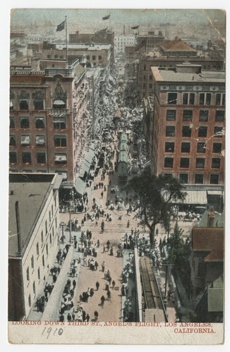 Looking down Third St., Angel's Flight, Los Angeles, California