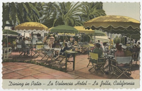 Dining in patio - La Valencia Hotel - La Jolla, California