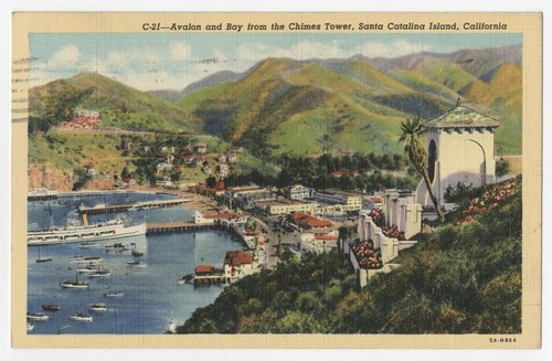 Avalon and bay from the Chimes Tower, Santa Catalina Island, California