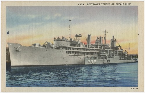 Destroyer tender on repair ship