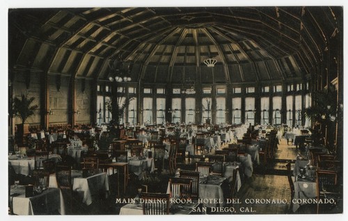 Main dining room, Hotel del Coronado, Coronado, San Diego, Cal