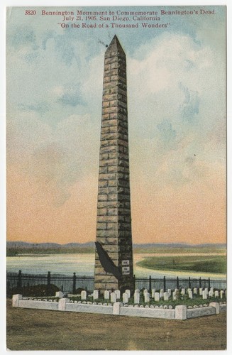 Bennington Monument to commemorate Bennington's dead. July 21, 1905, California. "On the road of a thousand wonders"