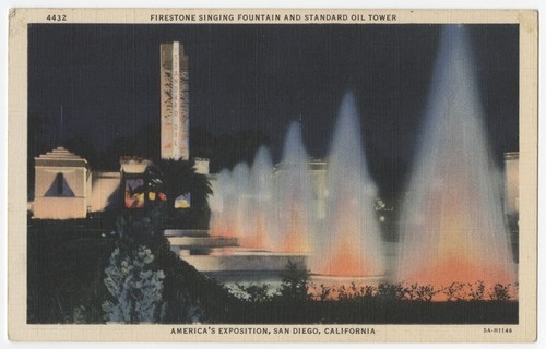 Firestone singing fountain and Standard Oil Tower