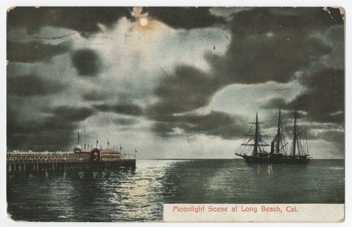 Moonlight scene at Long Beach, Cal