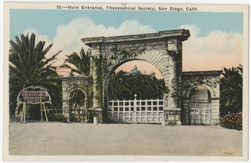 Main entrance, Theosophical Society, San Diego, Calif