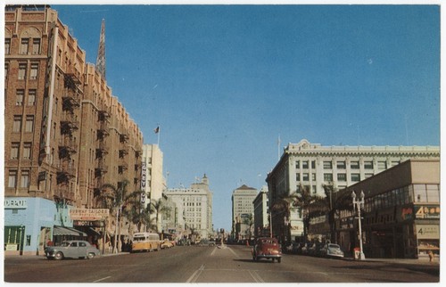 Looking east up Broadway in downtown San Diego