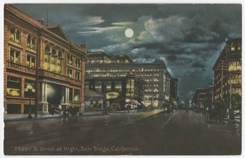 D Street at night, San Diego, California