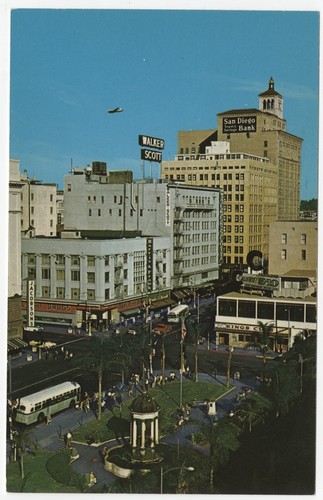 The plaza, in the heart of the downtown business section of San Diego, California