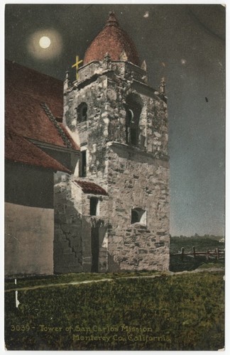 Tower of San Carlos Mission, Monterey Co., California