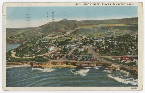 Aero view of La Jolla, San Diego, Calif