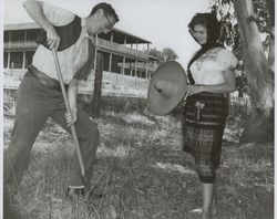 Ron O'Donnell and Miss Sonoma County Jan Bohling at the Old Adobe, Petaluma, California, August 13, 1964