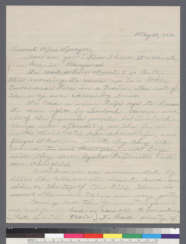 Letter from Dorothy Sakuri to Claire D. Sprague, 5-29-42