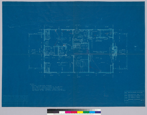 Mason Residence, second floor plan, San Francisco, 1918