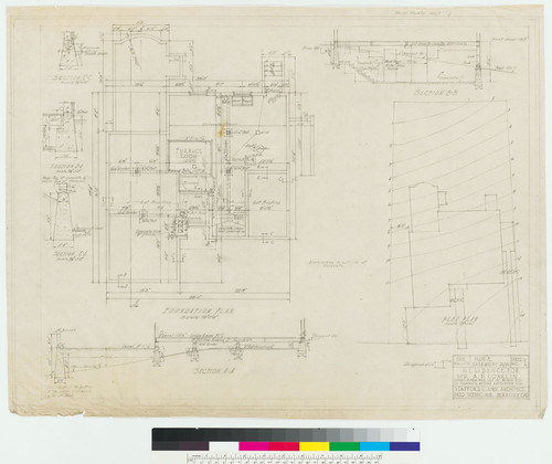 Conklin Residence, plot and basement plans, San Francisco, 1922