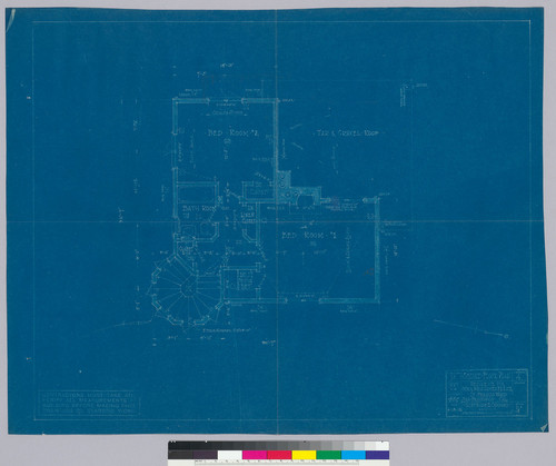 Rice Residence, second floor plan, San Francisco, 1918