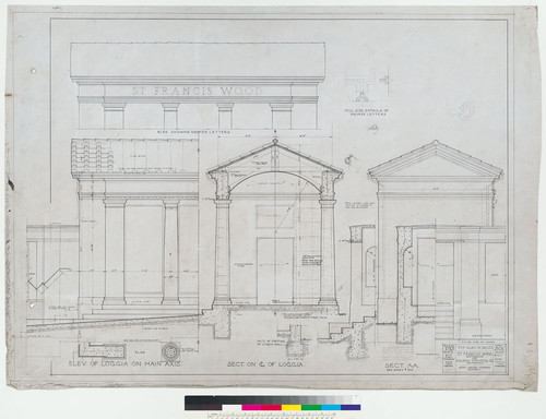 St. Francis Wood entrance gate (4): typical elevation and section, San Francisco, 1912