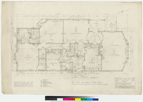 Terrace Drive Houses, House 1, main floor plan, San Francisco, 1921