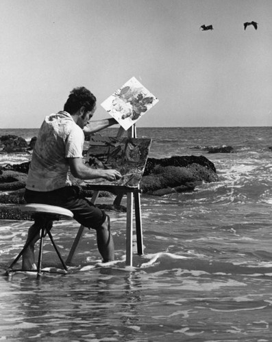 Unidentified artist paints ocean "in" ocean
