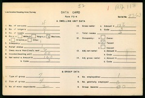 WPA Low income housing area survey data card 52, serial 9363