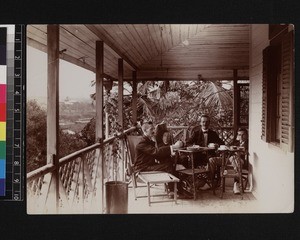 Group of misisonaries seated on verandah, Ghana, ca. 1910