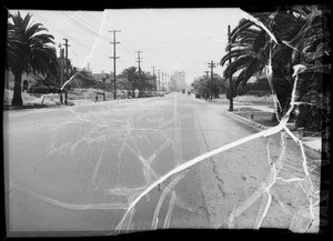 Intersection of West 2nd Street & South Rampart Boulevard, looking south on Rampart to show invisibility, Los Angeles, CA, 1936