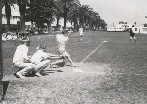 Intramural baseball game at Pepperdine College, 1959