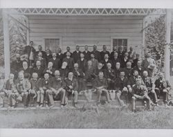 Group photograph of the members of Bullshead Breakfast Club, Santa Rosa, California, between 1889 and 1895