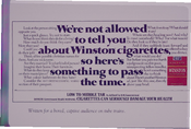 We're not allowed to tell you about Winston Cigarettes so here's something to pass the time