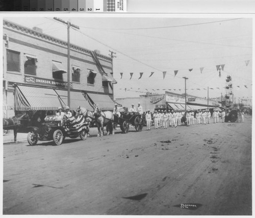 The new volunteer fire fighters are participants of the Turlock Melon Carnival of 1912