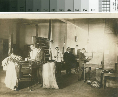 Interior of a regional post office, circa 1919