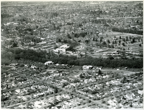 Aerial photograph of Modesto, California, circa 1948